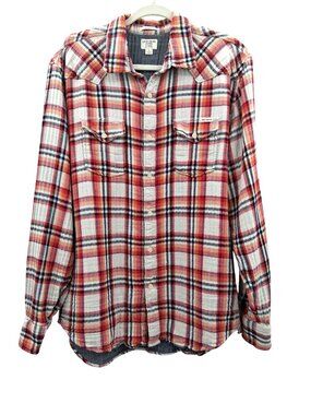 Lucky Brand Plaid Double Layered Button-Up Shirt Size L